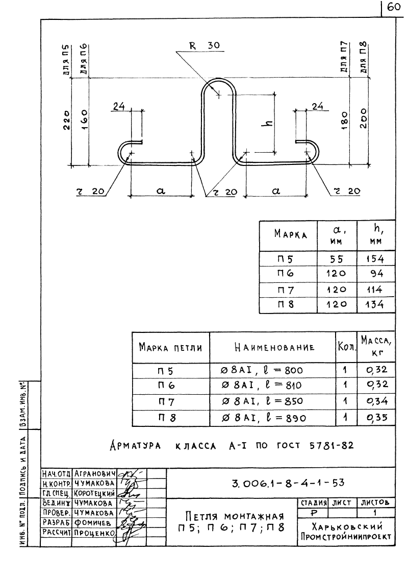 Арматурные и закладные изделия Серия 3.006.1-8 выпуск 4-1. Страница 61